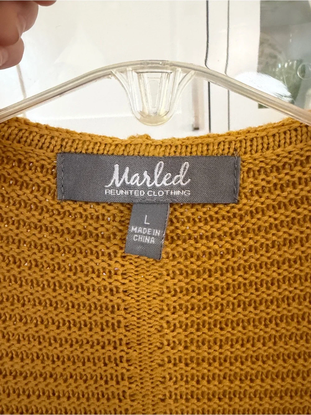 Market & Spruce Mustard Yellow Open-Front Knit Cardigan with Hood